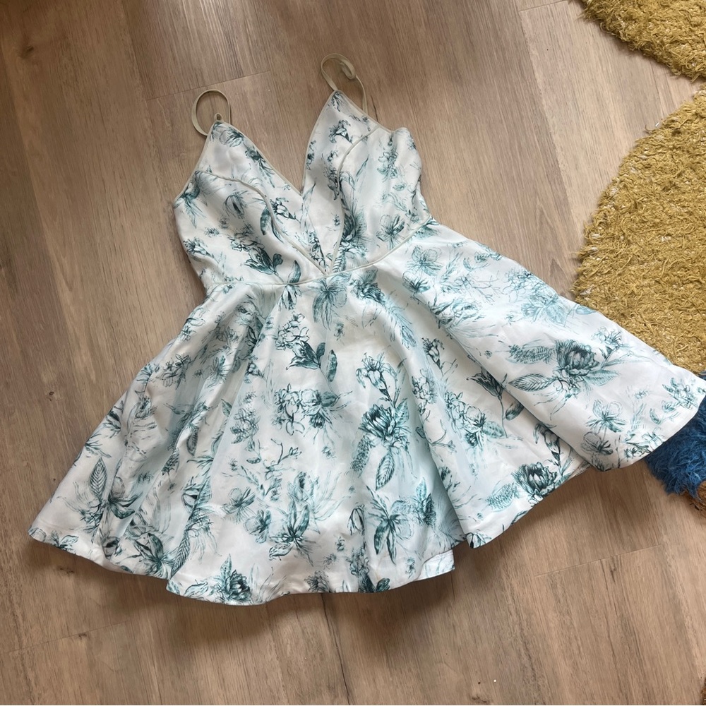 Holographic Toole Floral Party Dress